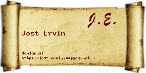 Jost Ervin névjegykártya